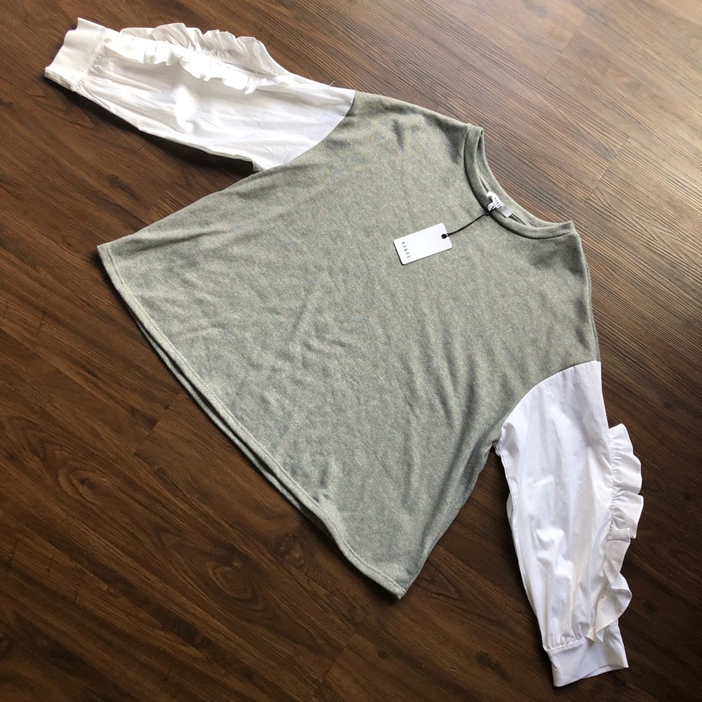 NWT RO&DE LONG SLEEVE SHIRT - LARGE - GRAY/WHITE